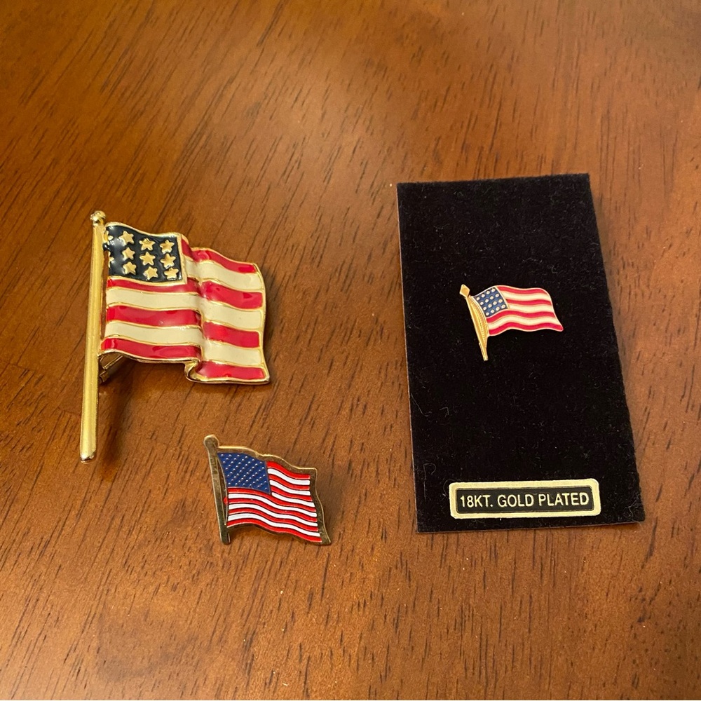 Stars and Stripes Flag Pins. Lot Of 3.